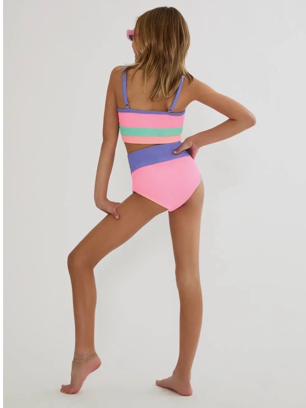 Beach riot NEW EVA Emmie Colorblock Ribbed two piece swim size 11/12